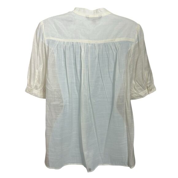 Banana Republic Ivory 1/2 Button Front Blouse Sz Small Short Sleeves Semi Sheer - Picture 6 of 7